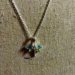 Elegant Silver Dragonfly‎ Pendant Necklace